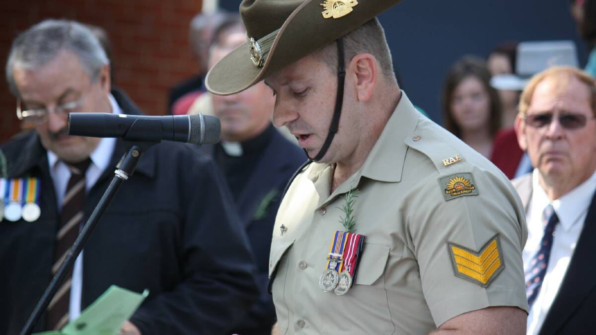 Sergeant Brett Beatty reads the Prayer for the nation