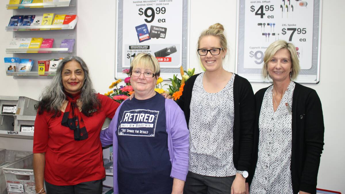 Farewelling much-loved colleague Roslyn Kirby (second from left) are Georgina D'Souza, Megan Young and Leanne Bradbury. 