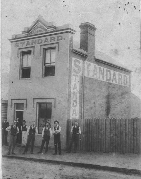 Bega Standard offices in Carp St, Bega, about 1899. This image is from the collections of the State Library of NSW. At Work and Play – 02227
