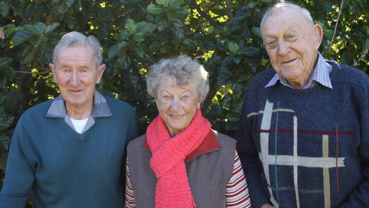Frank Wintle (left), June Carnegie and Arnall Salway are three residents of Bermagui who served in World War 2.