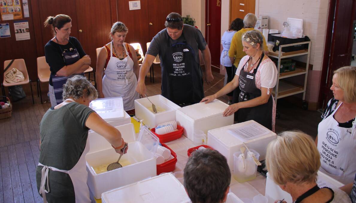 Participants at a cheese-making workshop in Bega on Tuesday.