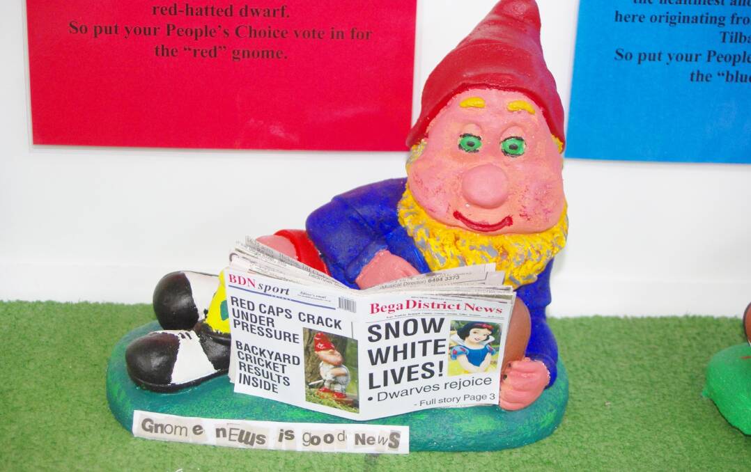 Breaking news that Snow White is saved for Ben Smyth’s Bega District News gnome.