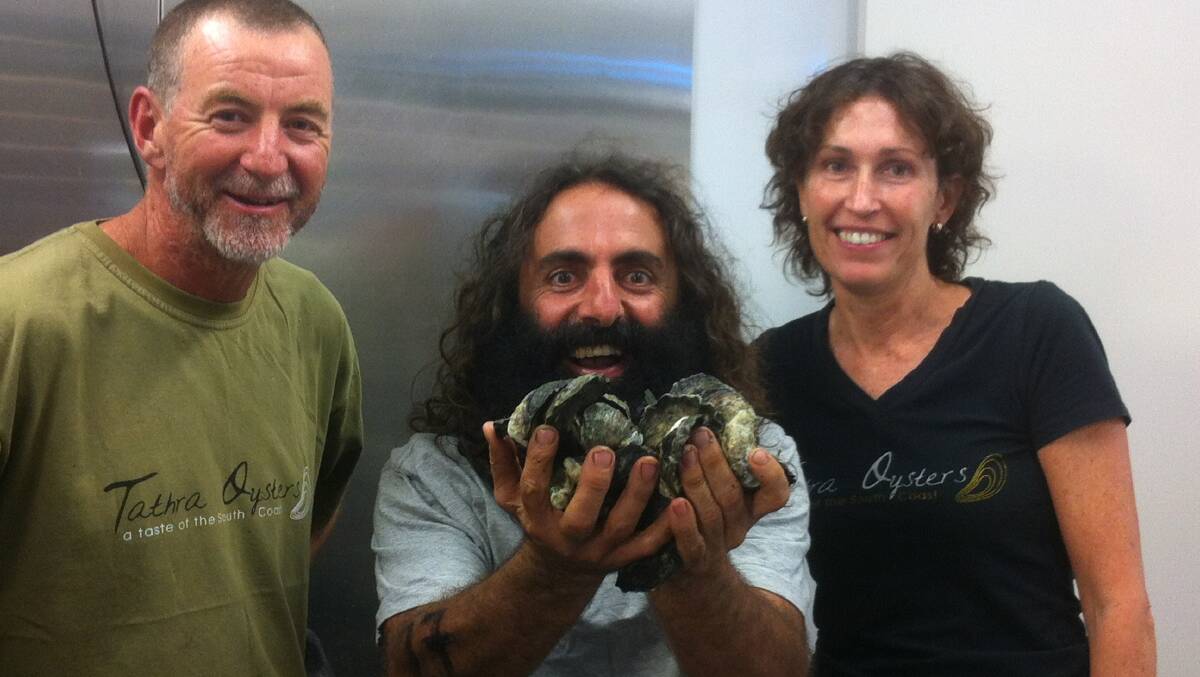 Gary and Jo Rodely of Tathra Oysters share their love of the tasty morsels with Gardening Australia host Costa Georgiadis durring a Far South Coast visit last year.