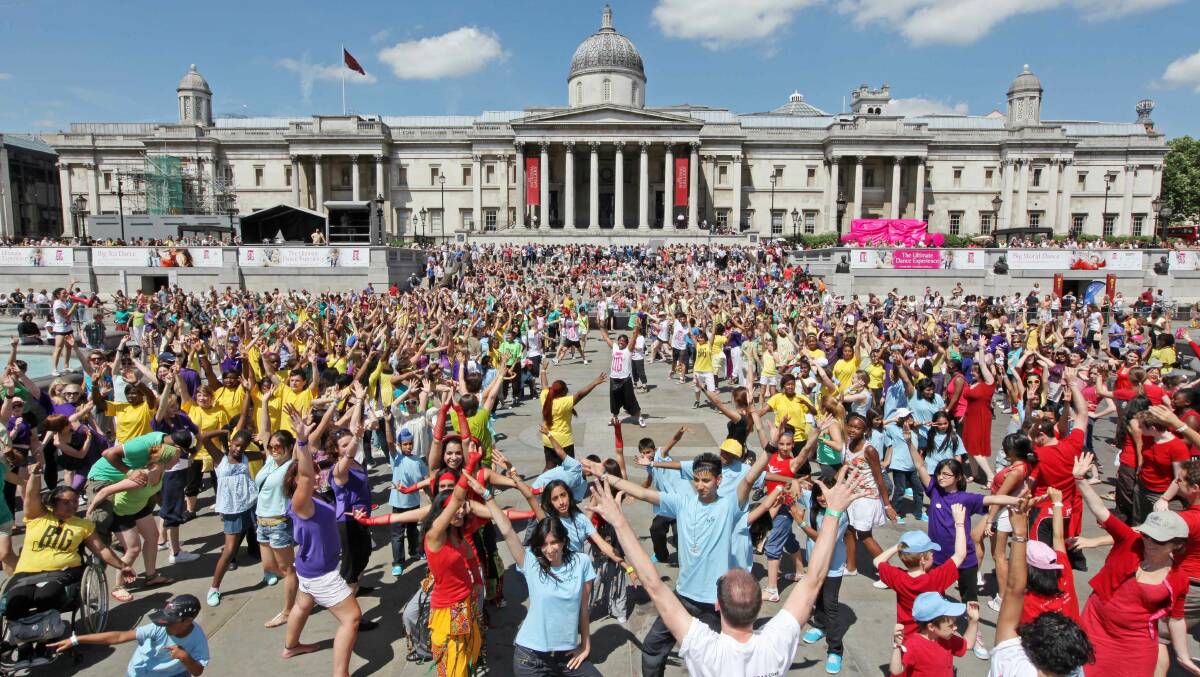 Thousands of Big Dance participants fill Trafalgar Square in London during the 2010 event.