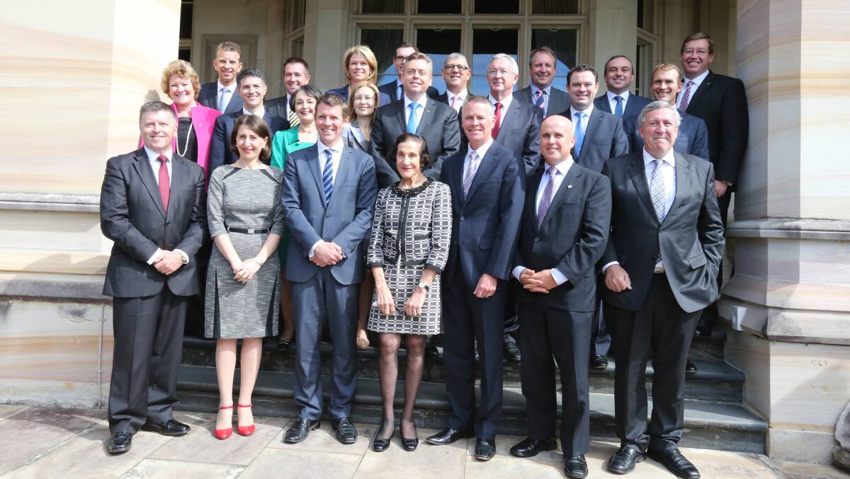 NSW Premier Mike Baird introduces his new cabinet, including treasurer Bega MP Andrew Constance.