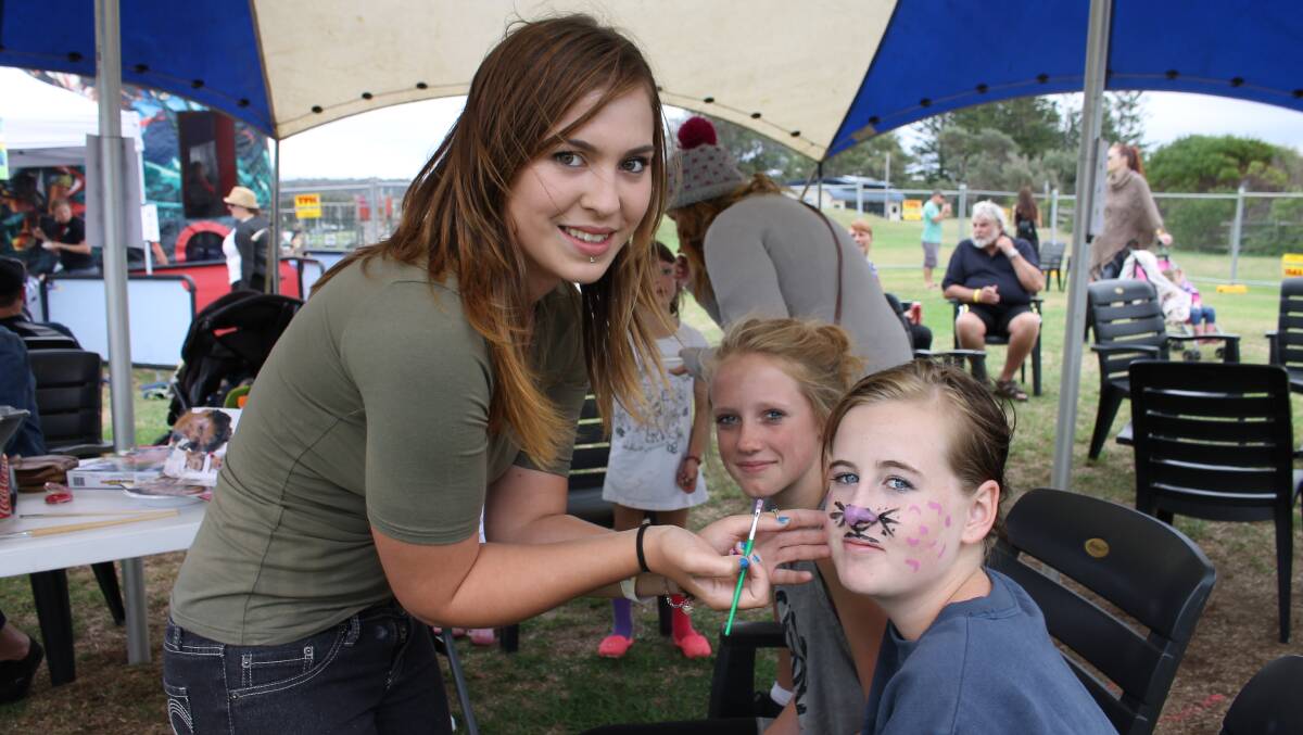 Face-painter Sophie Halliday (left), with Piper Lymeery and Hayley Grant. 