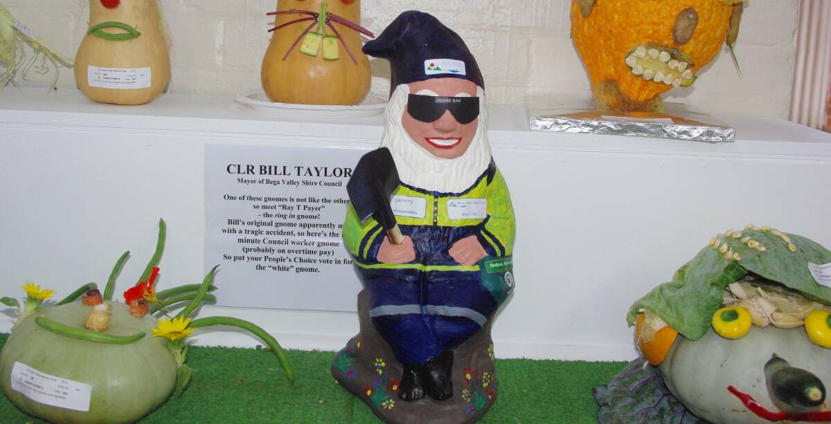 This ring-in gnome for the Mayor of the Bega Valley Shire, Bill Taylor, after his own had smashed. 