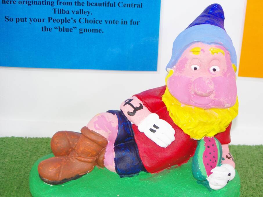 Paul West’s gnome has a Popeye look.