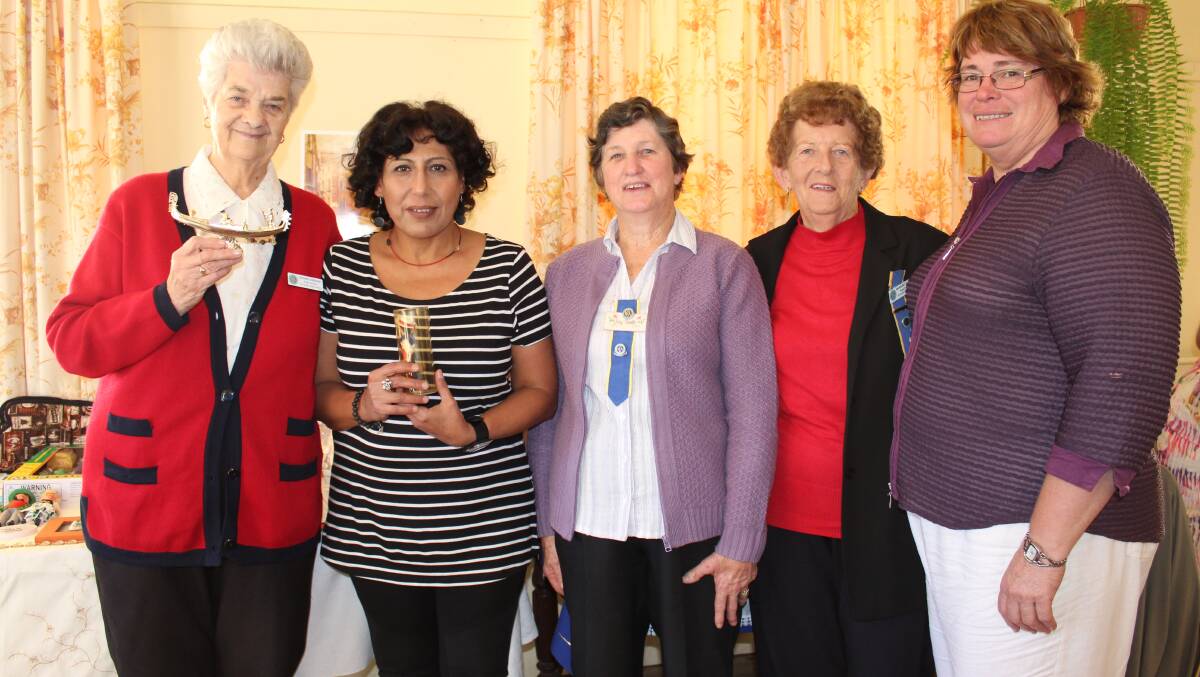 At the recent Bega branch of CWA International Day are (from left) president of Bega branch of CWA Daphne Sweeney, international officer Kalthoom Albusarah, treasurer Joy Smith, secretary Margaret Warren and CWA state vice-president Stephanie Stanhope.