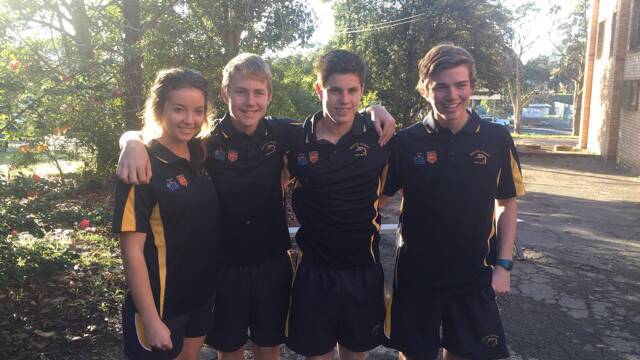 • South Coast representative squash players from Bega High are (from left) Nikki Tarlinton, Alexander Eadie, Scott Galeano, and Blake Dowling. 