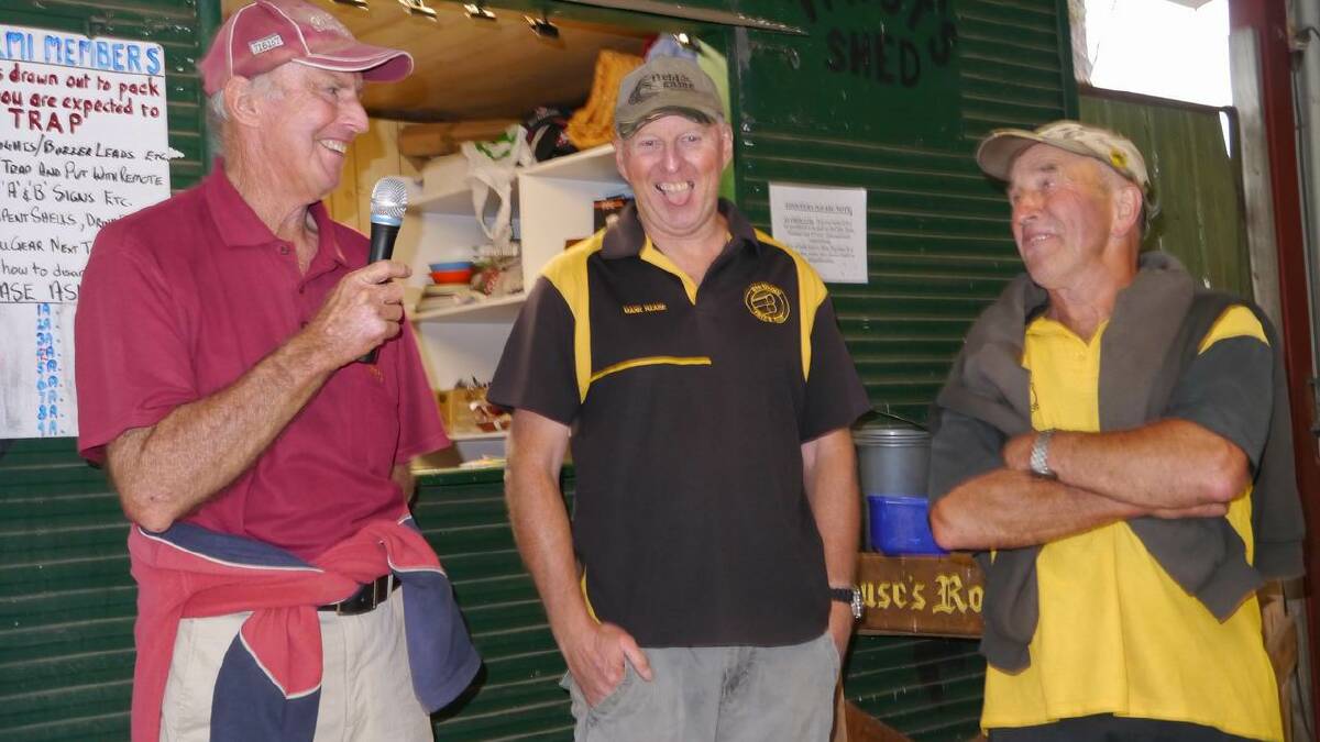 • Top scorers in A grade at the Bermagui Field and Game shoot are (from left) John Hosking, Mark Raabe and Phil Craig. 