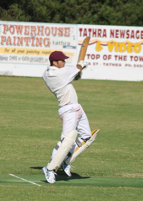 • Adam Blacka works hard at the crease on his way to 91 runs against the South Eurobodalla Pirates on Saturday. 