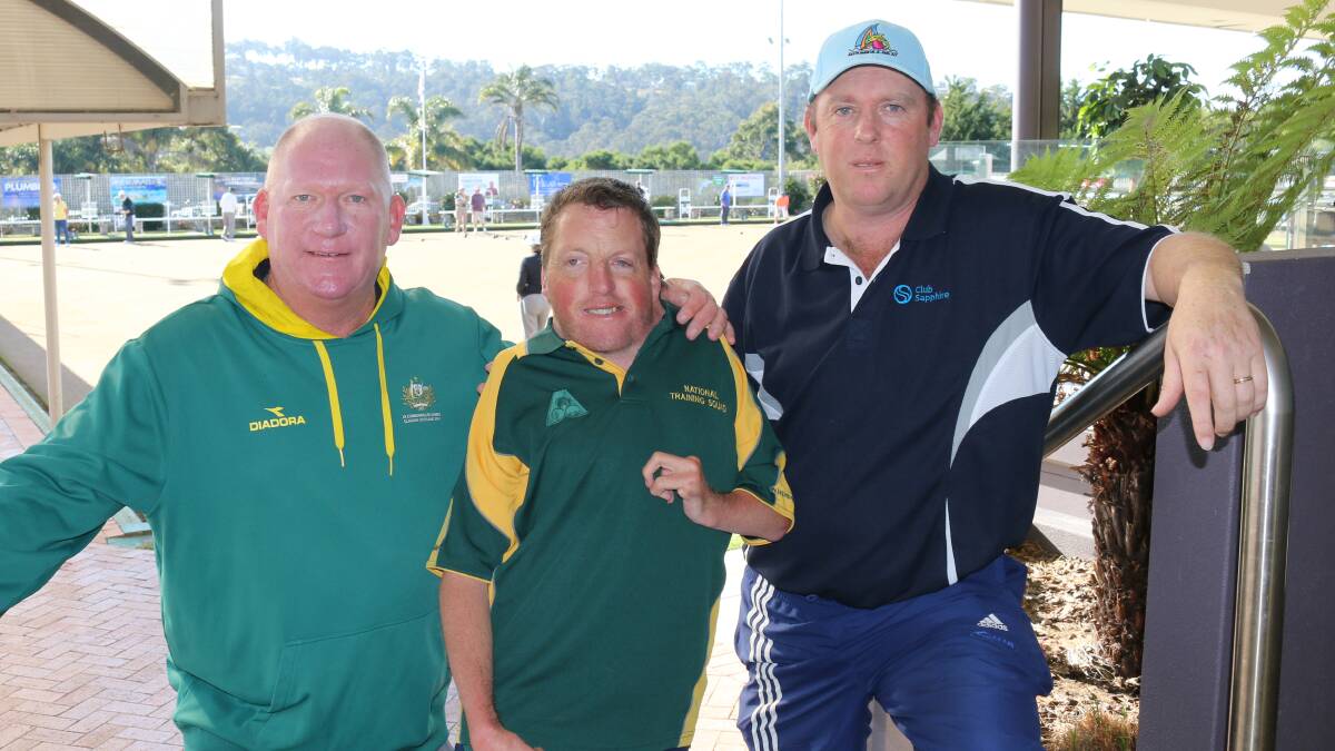 • Leading a special lawn-bowling coaching clinic are (from left) Australian coach Steve Glasson, Commonwealth Games bowler James Reynolds and former international Michael Wilks. 