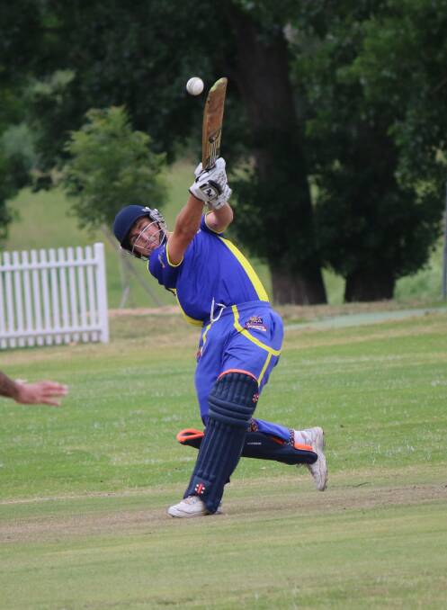 • Robbie Ringland finds a good edge to score a four against Tathra on Saturday. Ringland was the leading batsman for the Bulls with 58 runs. 