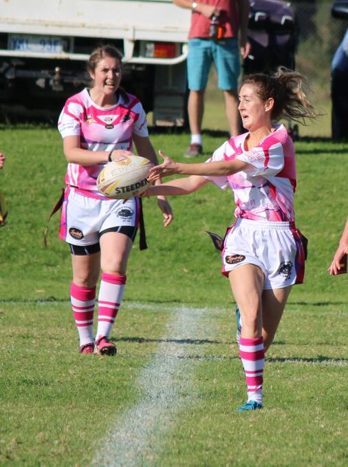 • Bec Darcy (with ball) and Caitlin Johnson will head up the attack for the Pink Panthers against the Chicks on Sunday. 