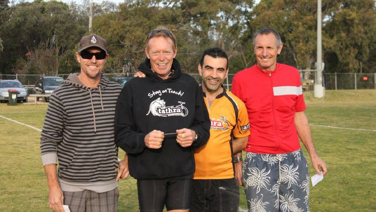 • The Tathra MTB Club’s living legends - competing in the over 45s section -  are (from left) Peter Remert, Tom Park, John Stylianou and Steve Todd.