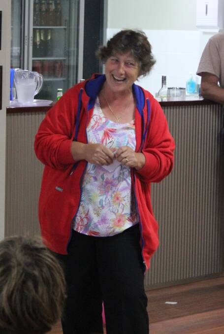Margaret Hazelgrove gives a speech about her experience of leading the under 13 and 14s nippers at Tathra Surf Life Saving Club during the presentation on Saturday. 