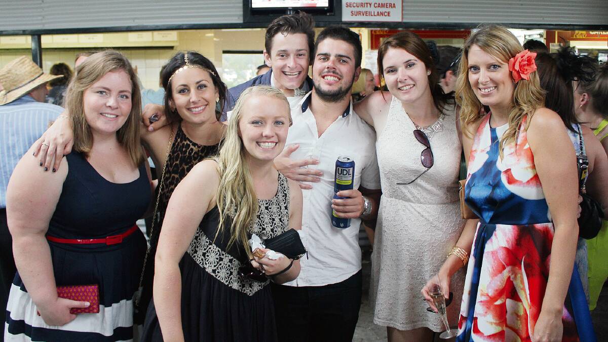 • Chilling out at the Sapphire Coast Turf Club’s Boxing Day races last year are (from left) Hannah Green, Kaycee West, Steph Pearce, “JoJo”, Johnno Di Donato, Caitlin Johnson and Aimee Hay. 