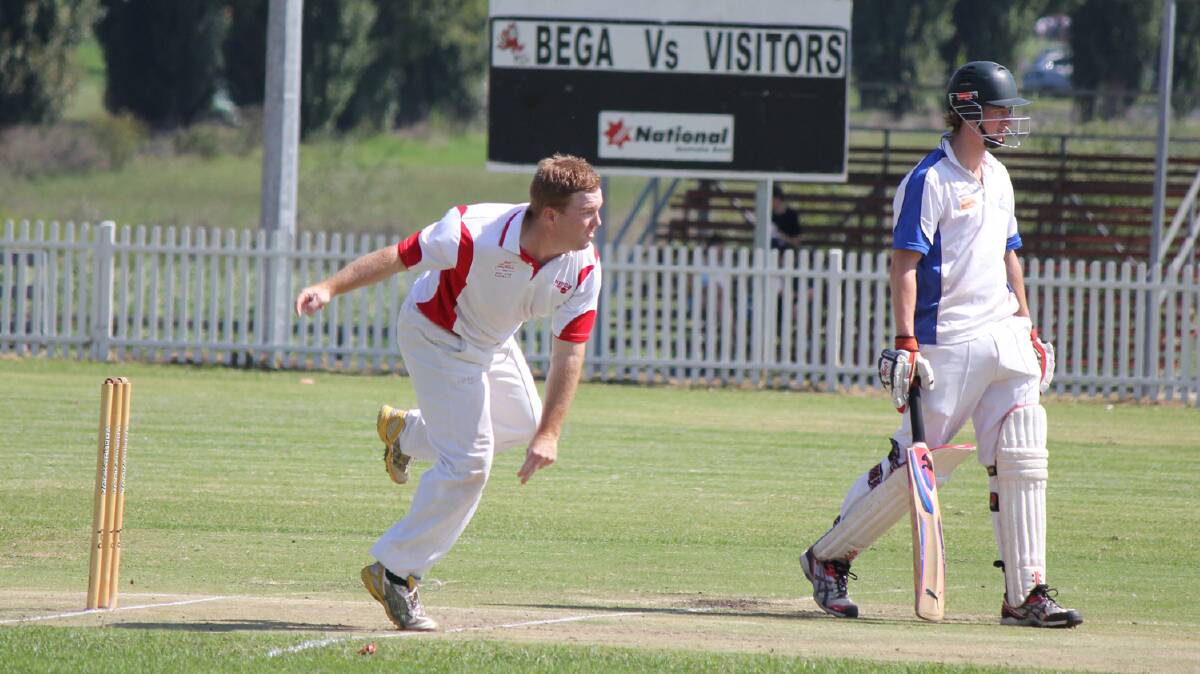 BEGA: Eden fast bowler Matt Bell strides for a shot during the FSC A grade cricket grand final on Saturday. 