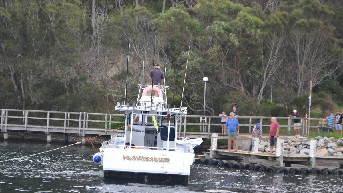 SALVAGE MISSION: The two Charter Fish Narooma boats Nitro and Playstation arrive at the Apex Park boat ramp. Photo by Stan Gorton  
