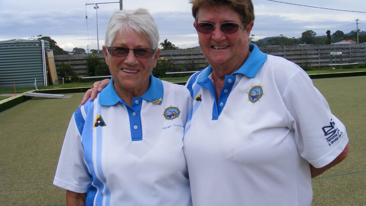 NAROOMA: Narooma Women's Bowling Club Open Singles Champion, Helen Donovan is congratulated by runner up Sandra Breust.