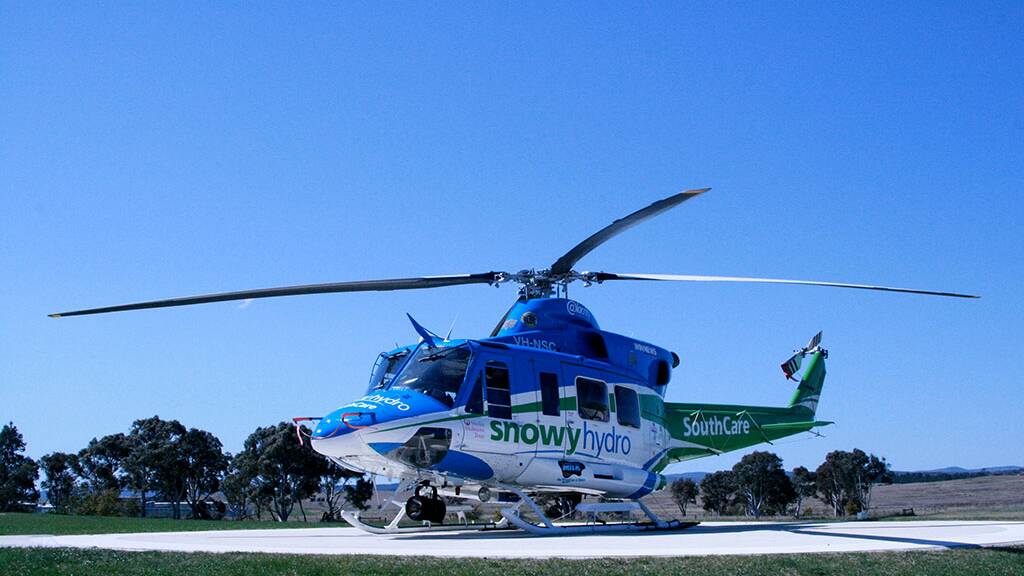 The Snowy Hydro SouthCare helicopter landed at Wolumla on Sunday. File photo.