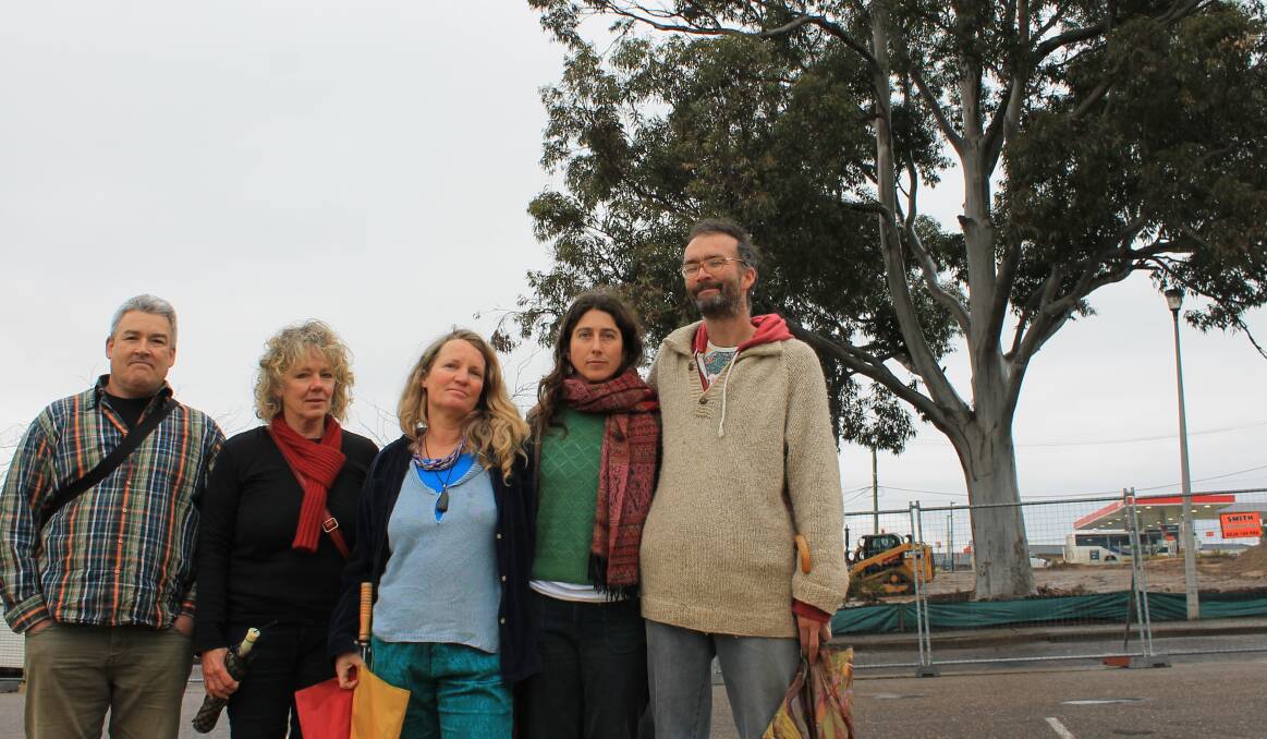Bega Valley residents concerned about the felling of the last eucalyptus in Littleton Gardens are (from left) Keith Hughes, Harriett Swift, Skye Etherington, Radha Stone and Rob Tombs.