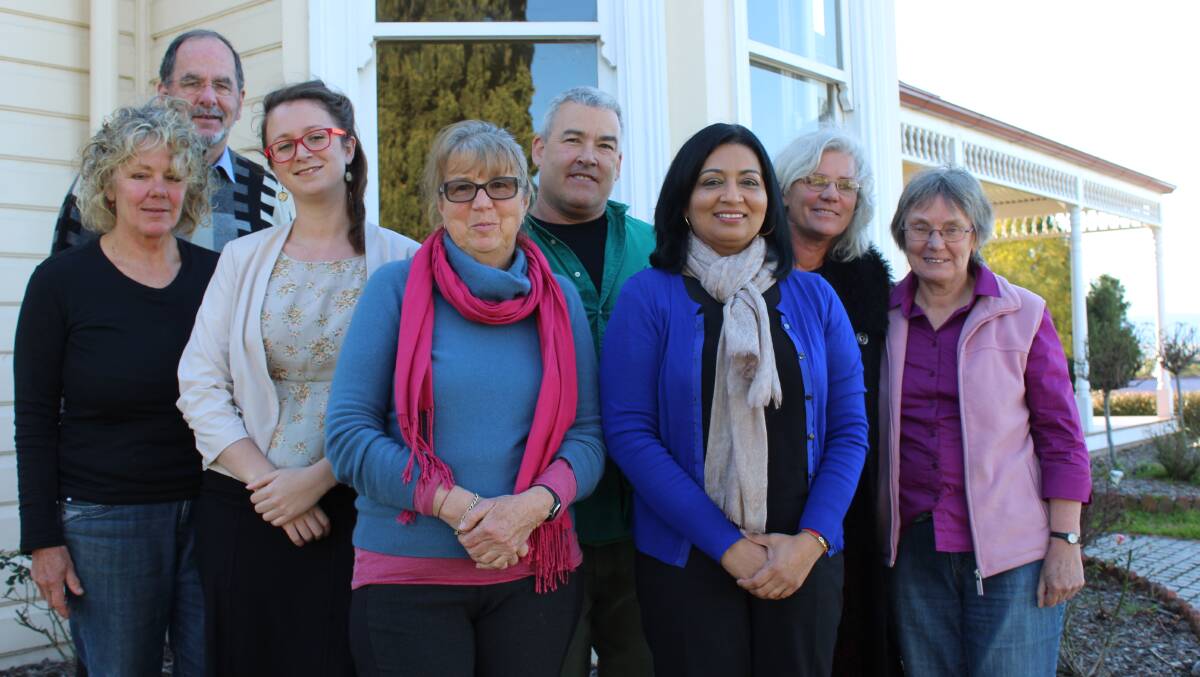 Meeting The Greens’ MP Mehreen Faruqi (third from right) for lunch at Thornleigh on Newtown are (from left) Harriett Swift, Pete Gorton, Tamara Ryan, Sylvie Mester, Keith Hughes, Kass Fenton and Rosemary Beaumont. 