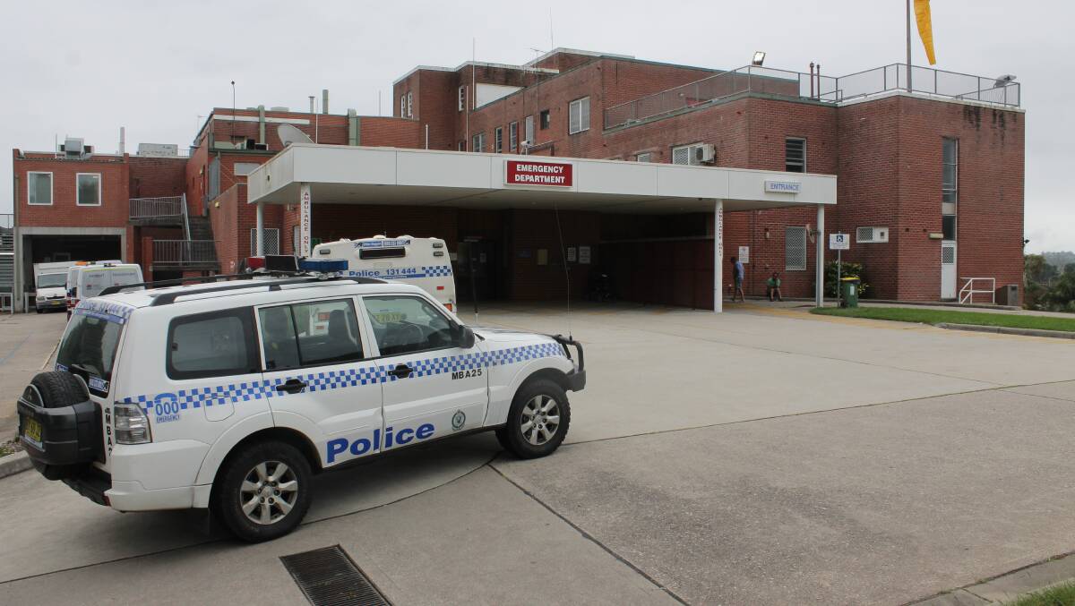 Police attend the Bega Hospital after a bomb threat was reportedly made there on Tuesday morning. 