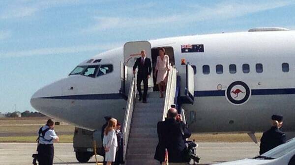 The Duke and Duchess of Cambridge get ready to step on the tarmac and start their brief Adelaide visit.