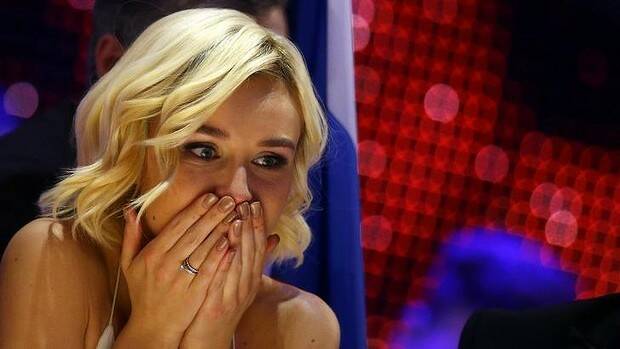 Bated breath: Russia's Polina Gagarina waits for the results during the final. Photo: Reuters