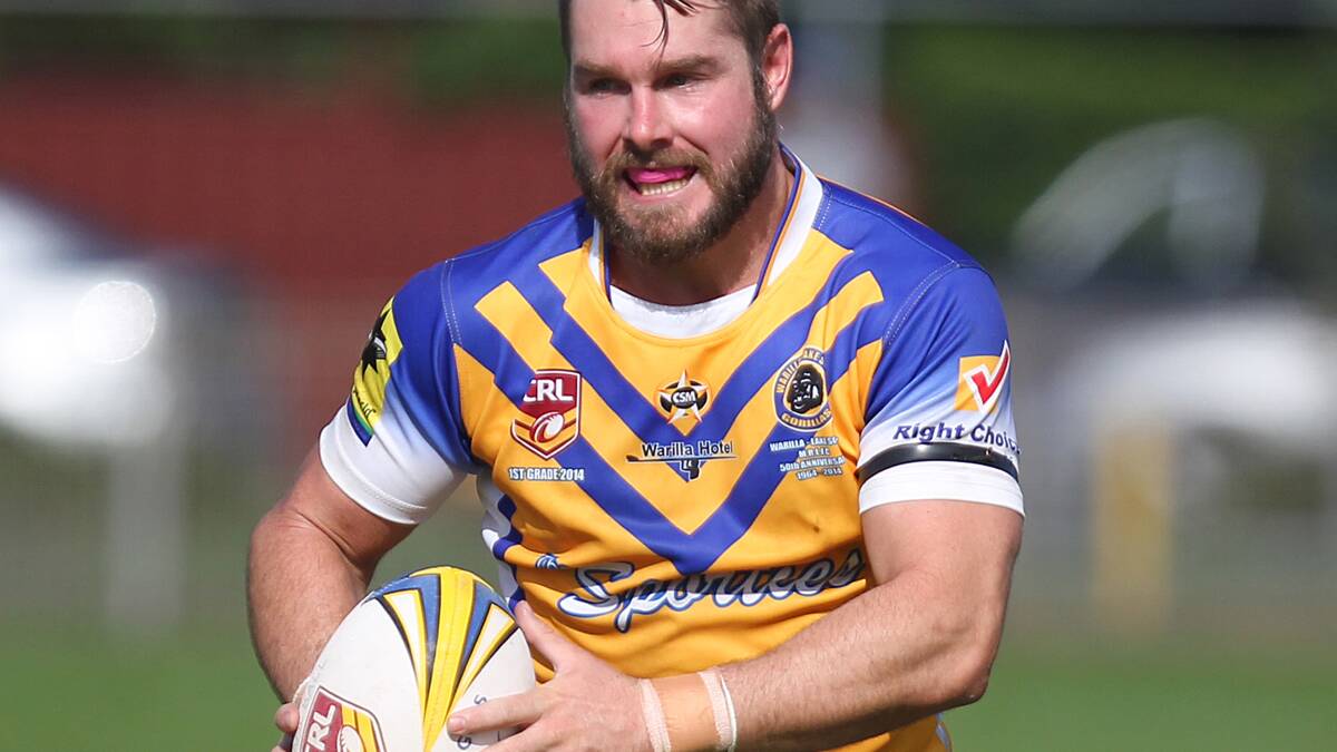 SHELLHARBOUR: : Warilla-Lake South Gorilla’s Craig Nolan chimes into the backline during their 24-18 win over Shellharbour City Sharks. Picture: DAVID HALL 