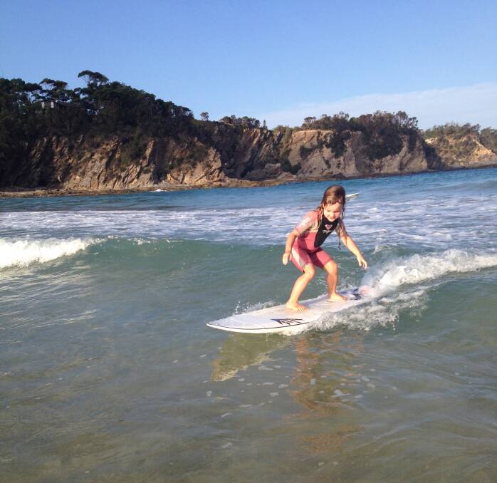 MALUA BAY: A passion for riding waves was sparked this summer as four-year-old Radha Love took up a family tradition of surfing. 