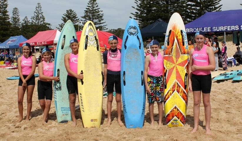 TATHRA: Broulee under 12s board paddlers Charlotte Armstrong, Josh Murphy, Wade McDonald, Kellen Lenehan, Connaigh Whitaker and Annabelle Smith. 
 