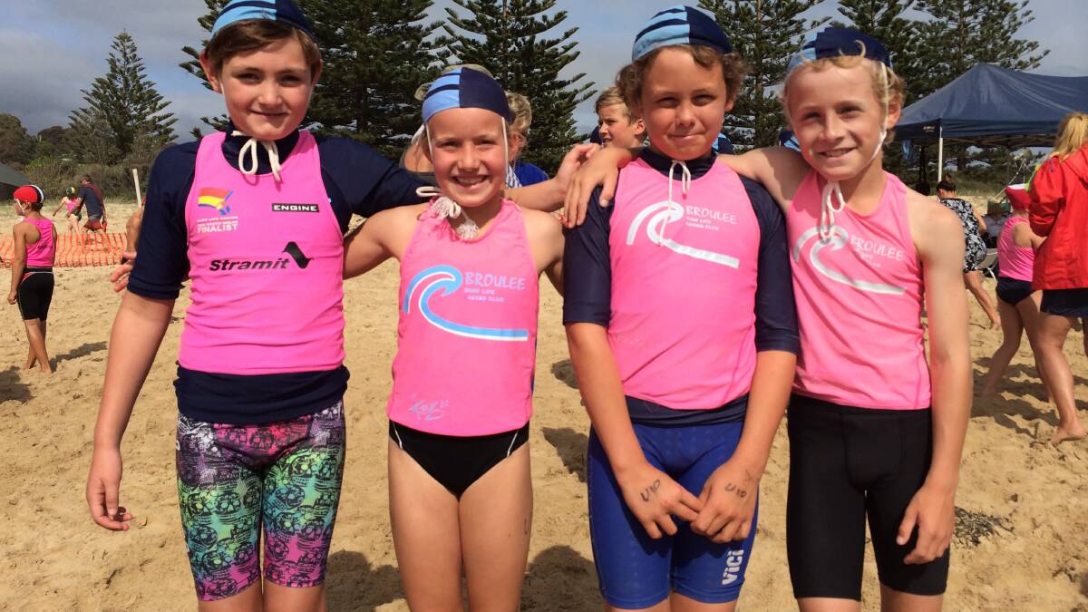 TATHRA: Callum Elliott, Lucy Hincksman, Michael Griffiths and Rhys Flood won the under 10s beach relay at the Far South Coast branch carnival.  