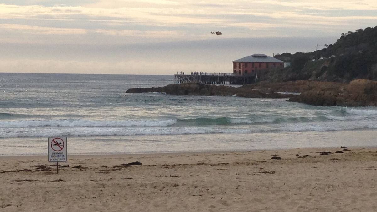 The search continues for a missing swimmer, believed taken by a shark. 