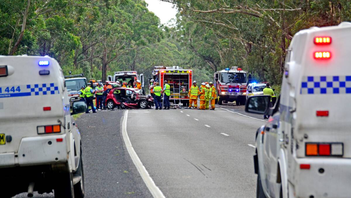 Three people were taken to hospital with serious injuries following a crash on Gerroa Road on Monday morning.