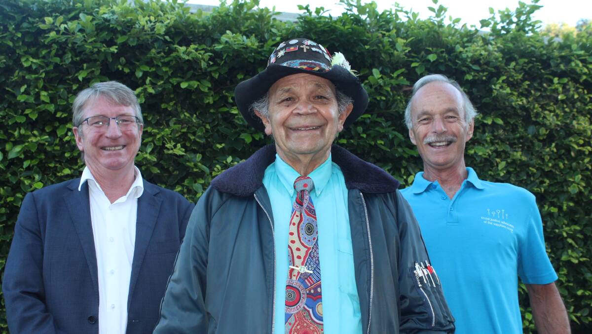 Bega Cheese's Barry Irvin, Pastor Ossie Cruse and Social Justice Advocate Mick Brosnan are excited to see a Youthland at Jigamy become a reality. 