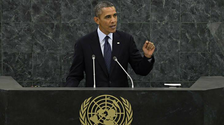 US President Barack Obama said he would pursue talks with Iran on its nuclear ambitions and encouraged the world's nations to get behind the peace processes in Syria and the Middle East during his address to the 68th Session of the United Nations General Assembly. Photo: Andrew Burton