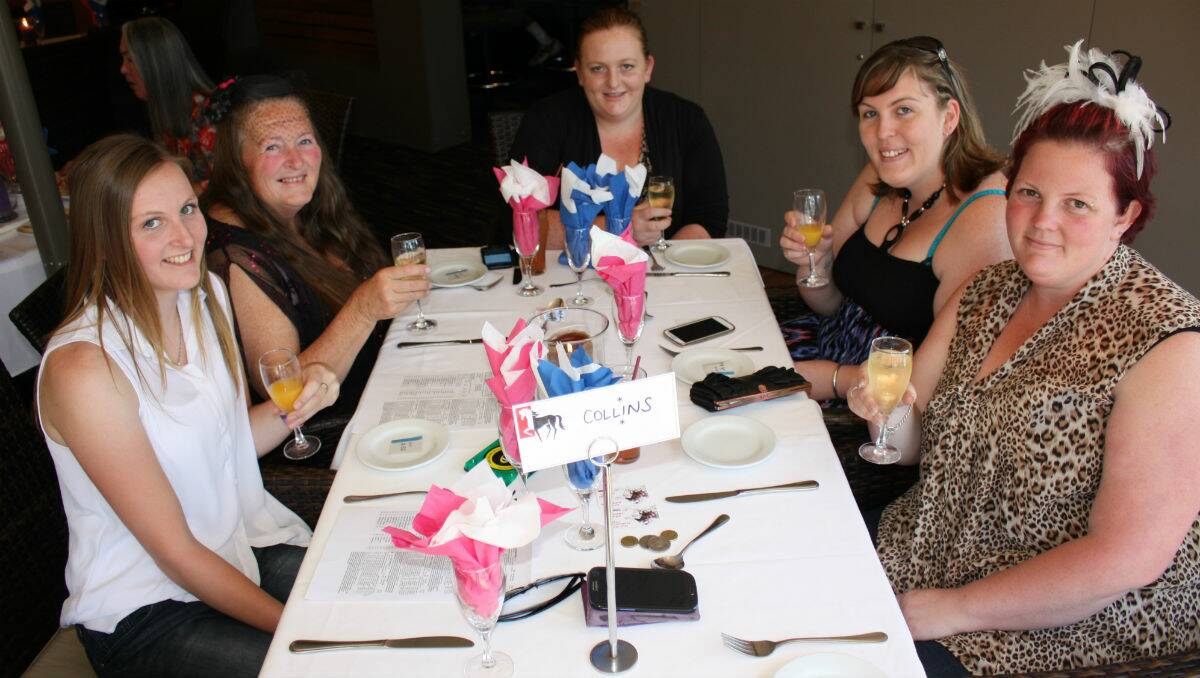 Toasting Melbourne Cup Race Day at Club Bega are (from left) Yvette Collins, Gail Collins, Zeta Collins, Emily Britten and Sheridan Collins.