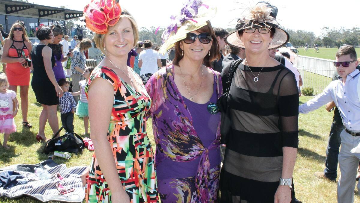 Enjoying Melbourne Cup Day at Kalaru are (from left) Kerrie Moorehead, Joan Hardy and Karyn Grindrod.