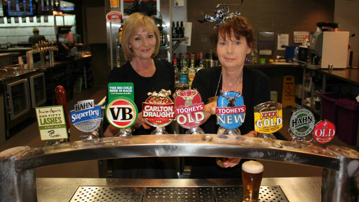 Keeping punters refreshed on Melbourne Cup Day are Tracy Gorman and Tracy Gottaas.