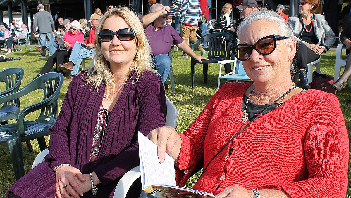 Enjoying the winter sunshine at the Sapphire Coast Turf Club are Penny Traise of Moruya and Loraine Morton of Eden.