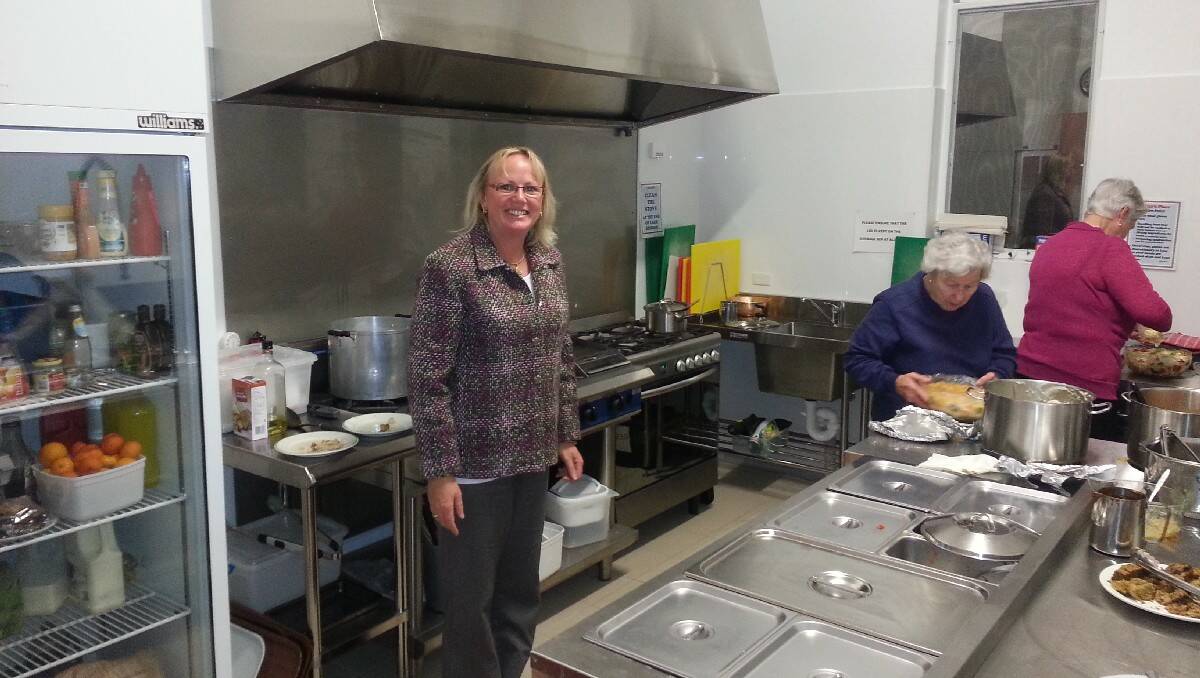 Bega Cheese’s Michelle Wittig checks out the newly refurbished kitchen at Ricky’s Place.