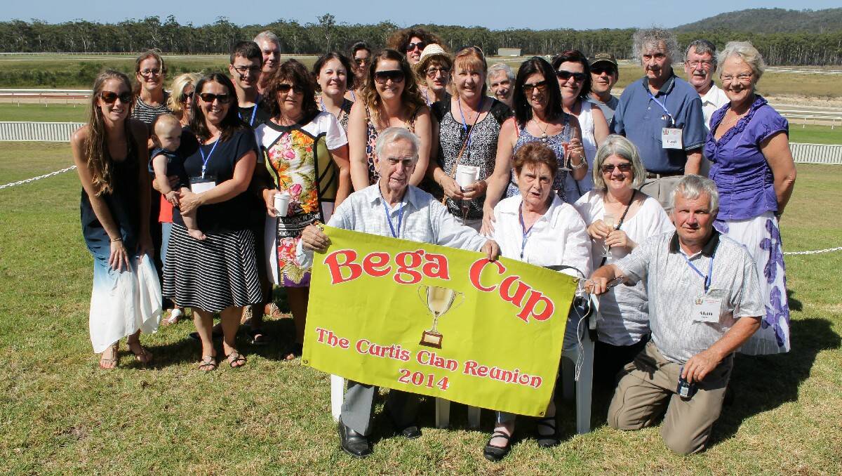 Around 70 members of the Curtis family gather at the Sapphire Coast Turf Club on Sunday for the “Curtis Clan Reunion”.    