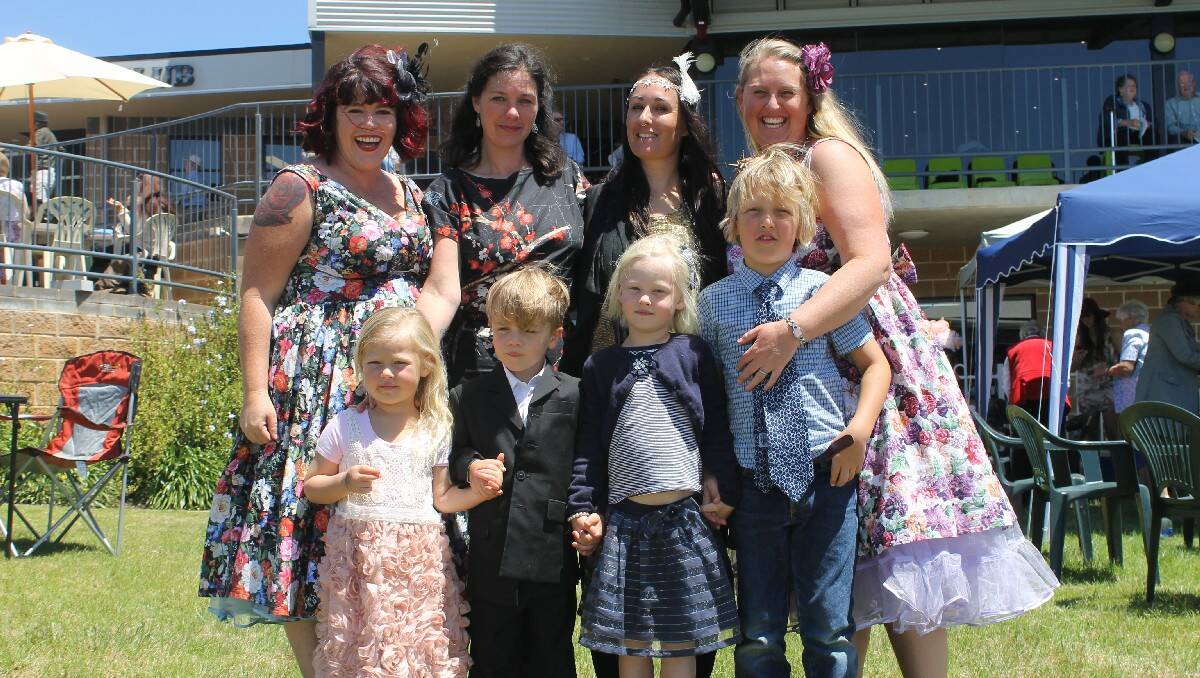 Having a family day at the Sapphire Turf Club are (from left) Nataliegh Jessop, Elizabeth Sivolli, Emmy Sparrow, Jo Lever, (front), Bonnie Lever, Zac Jessop, Heidi and Sam Lever. 