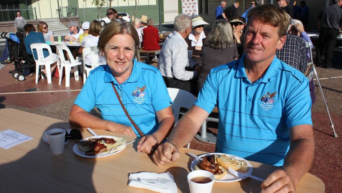 Narelle and Norm Pearce enjoy the Australia Day breakfast and official celebration in Bega.