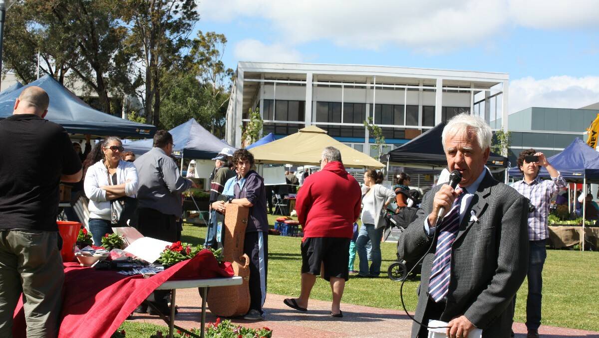 Bega Valley Shire Mayor Bill Taylor officially opens the Littleton Gardens redevelopment last week.