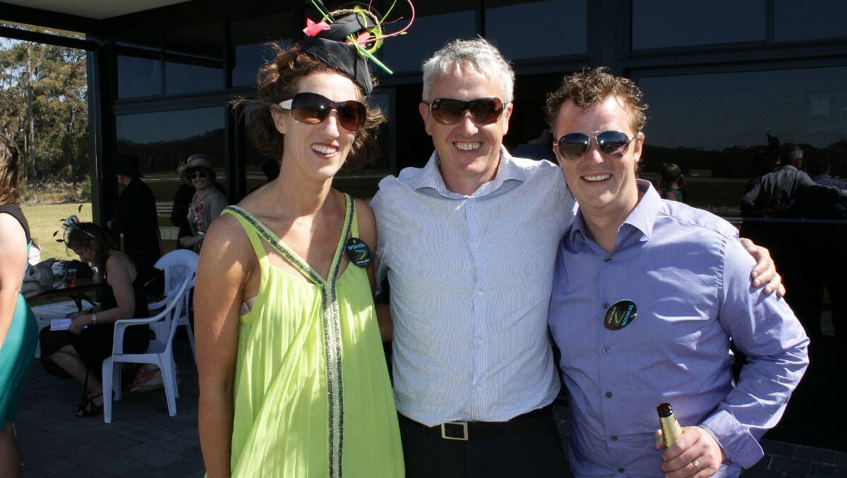 Enjoying Tuesday’s races are (from left) Sally and Anthony Daly and David Gammon.