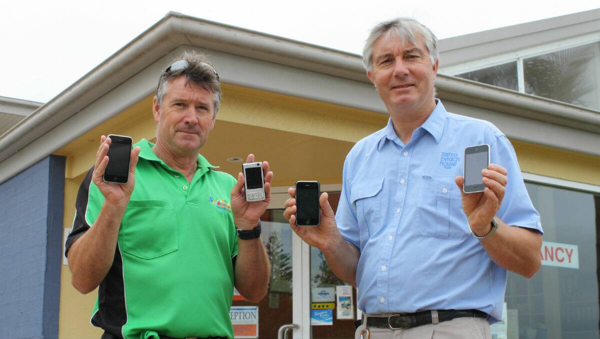 Rob White (right) said Tathra’s strong tourist season is still struggling with poor mobile reception.